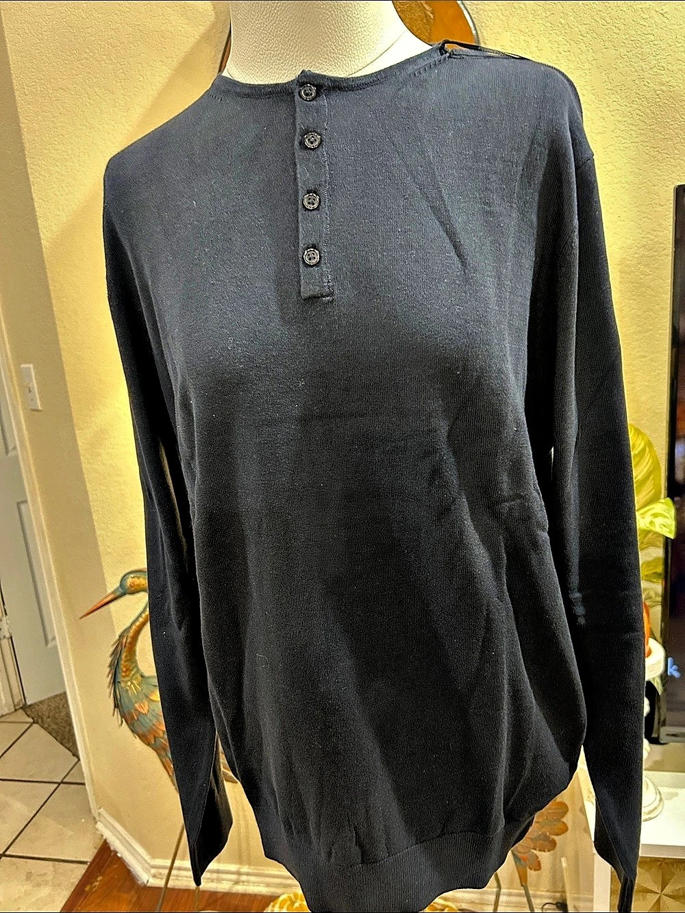 GAS Men's Long Sleeve Henley in Blue NWT